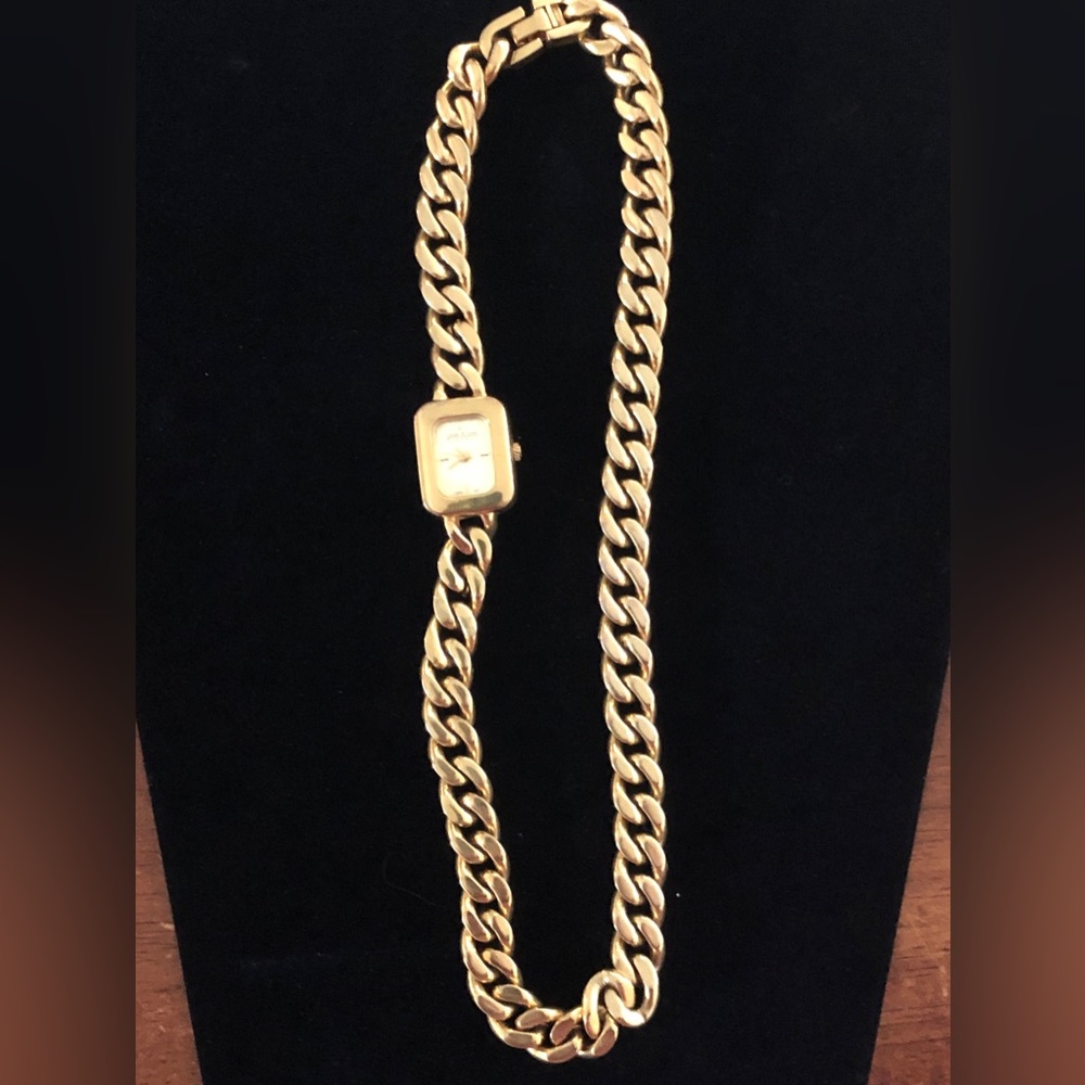 Vintage Joan Rivers Classic Gold Tone Chunky Watch Necklace 16.5"